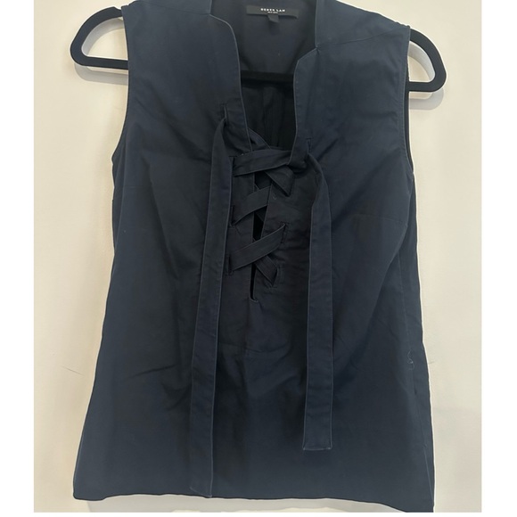 Derek Lam Navy Lace-Up Top - Picture 3 of 4